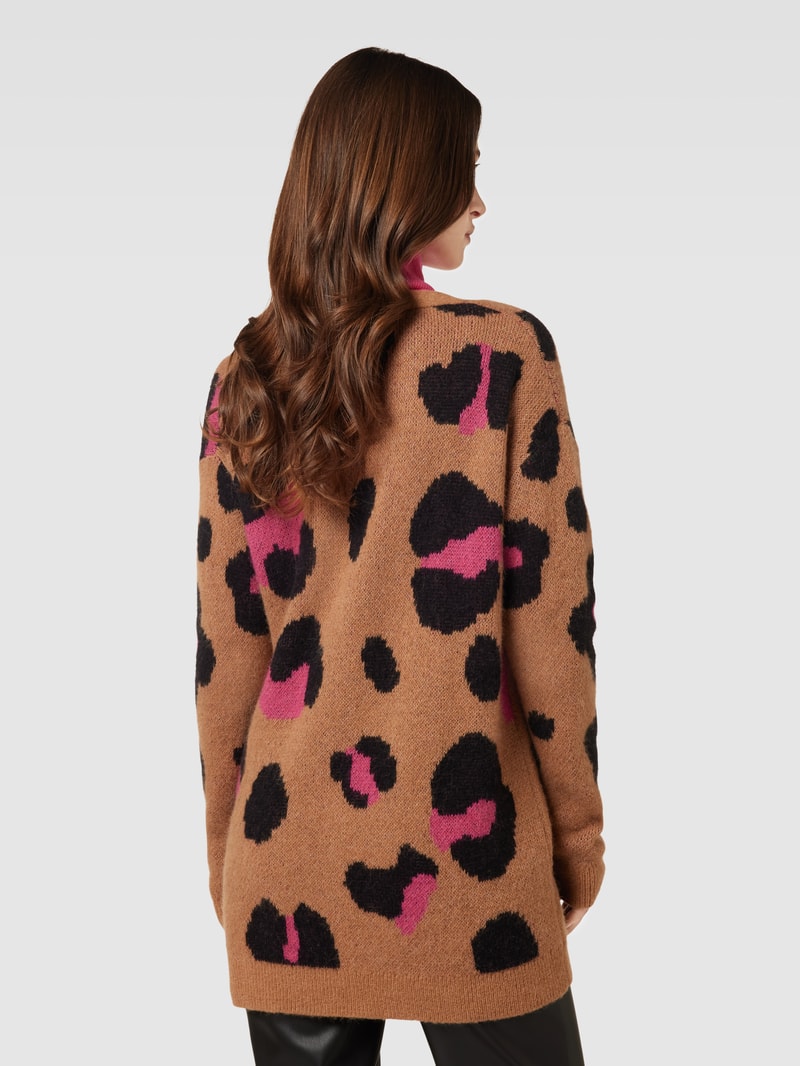 Cardigan mit Alpaka-Anteil und Allover-Muster Modell 'Anique' in pink
