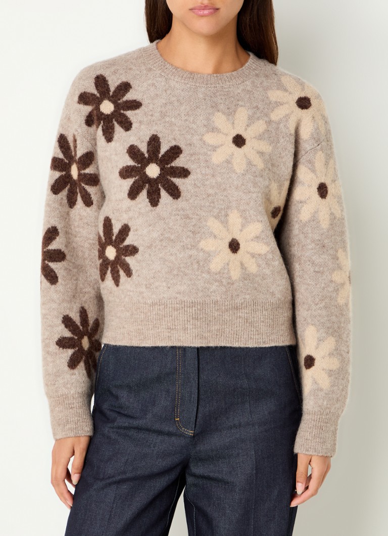 Sandro Fine knitted sweater in alpaca wool blend with print