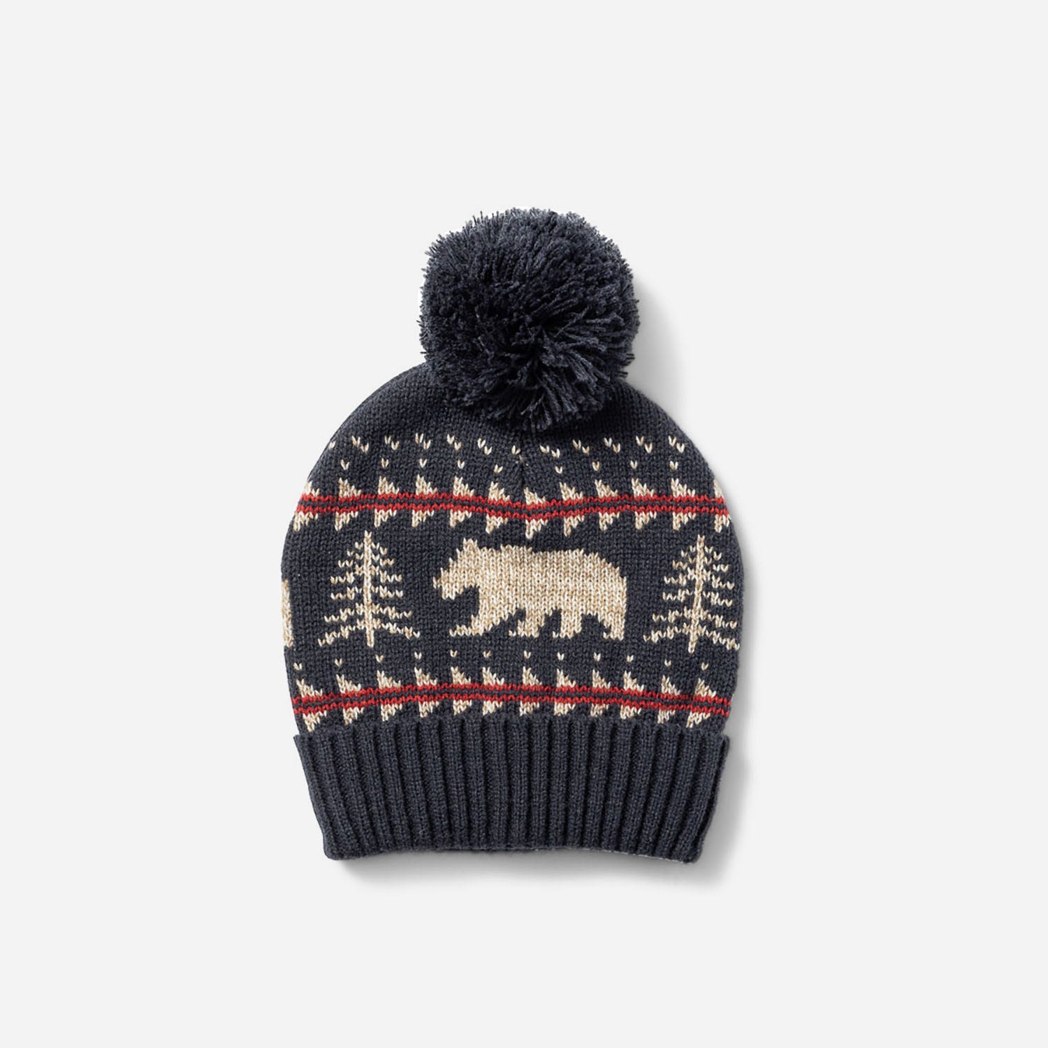 Bonnet marine tricot jacquard ours