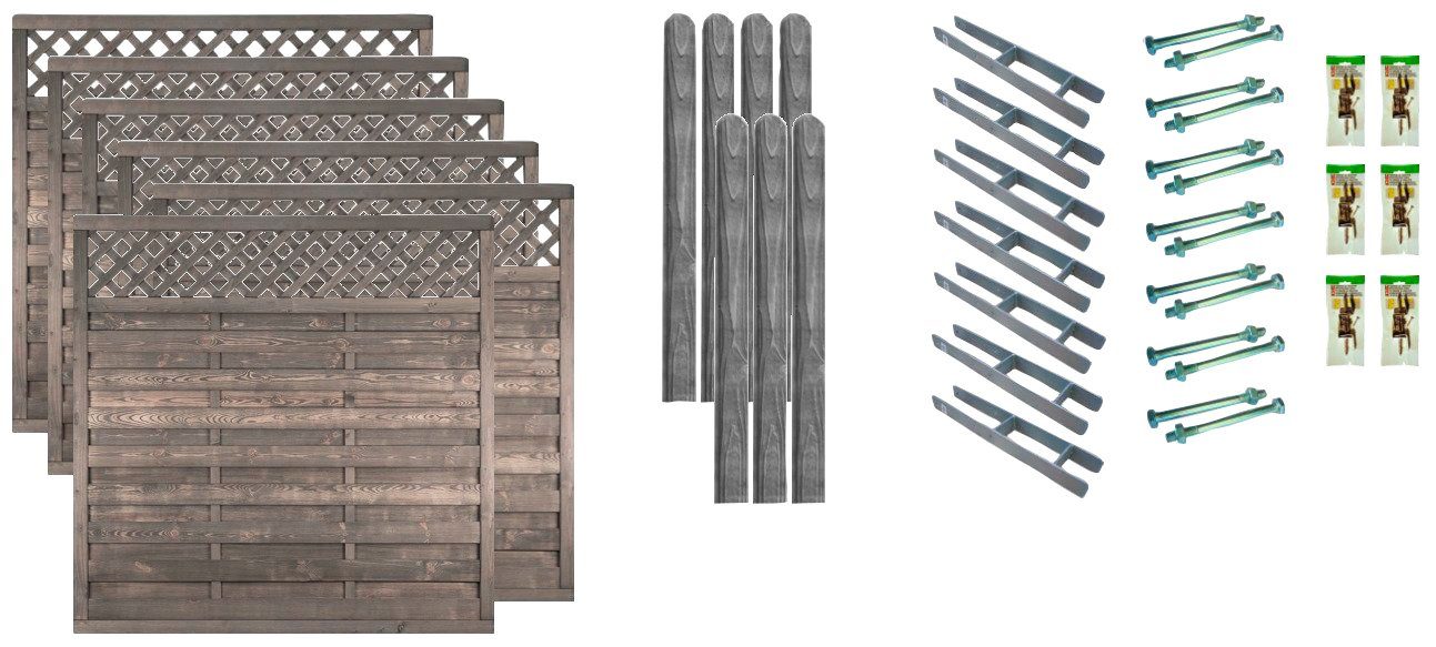 Tetzner & Jentzsch Dichtzaun Boston 4, (Set), 6 Elemente, LxH: 1143x180 cm