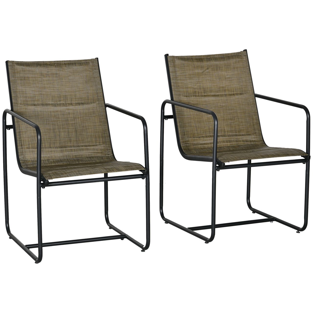 Outsunny Gartenstühle 2er-Set, Gartensessel Set mit Armlehne Terrassenstuhl Mesh