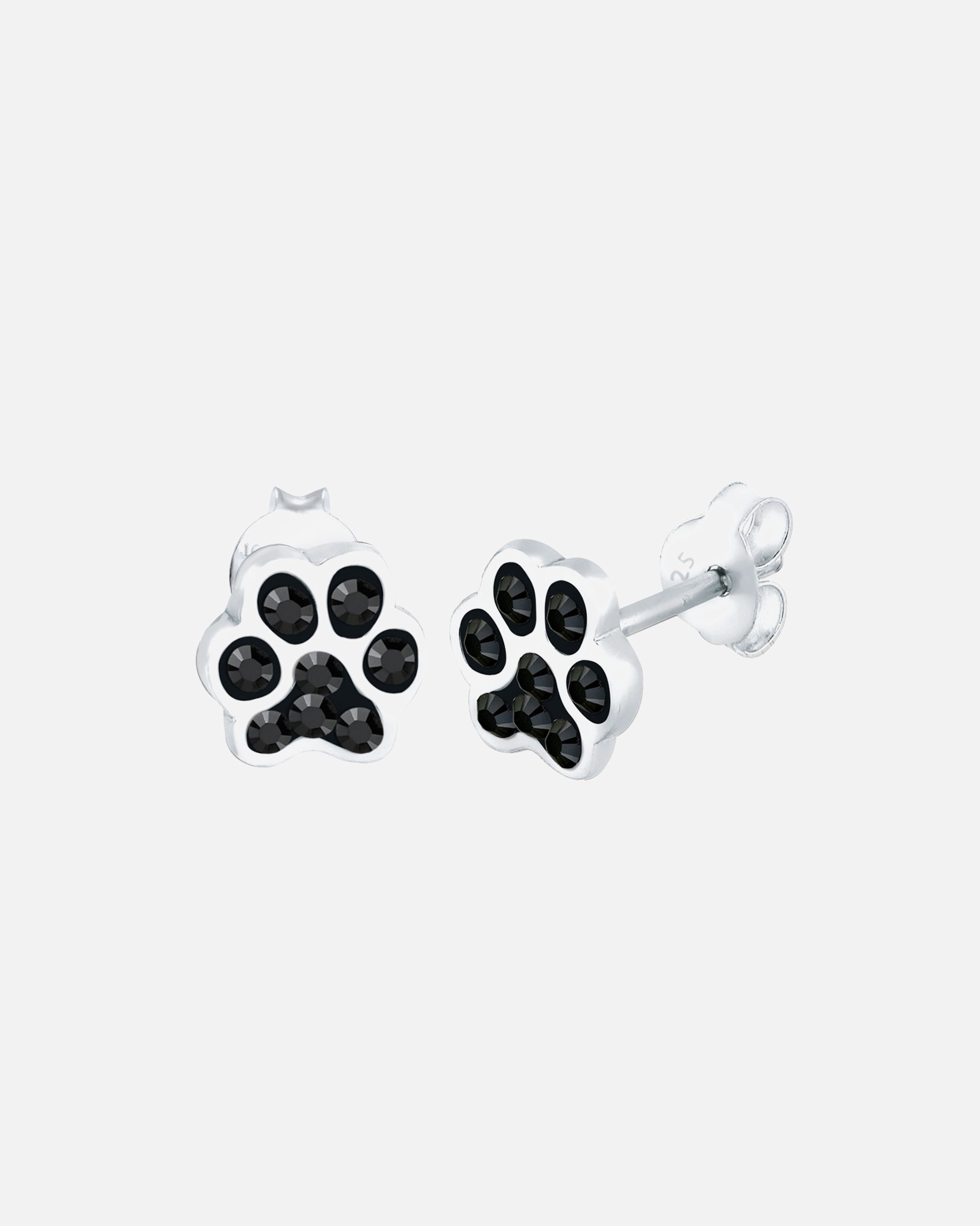 Orecchini a perno da donna Elli a forma di zampa di cane o gatto con cristalli in argento sterling 925