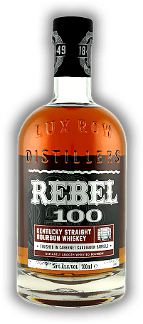 Rebel 100 Finished in Cabernet Sauvignon Barrels Rebel 100 Finished in Cabernet Sauvignon Barrels Limitierte Edition mit einem komplexen Geschmacksprofil und weichem Abgang. 0,7	 Liter - Vol 50%