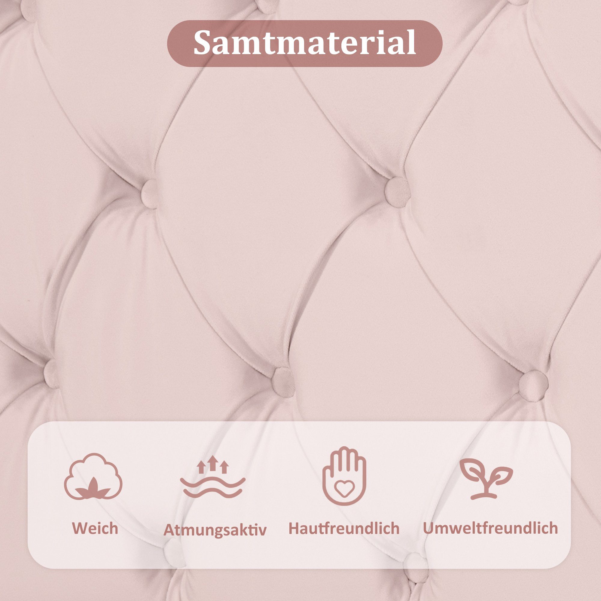 Odikalo Polsterbett Lattenrost höhenverstellbar Kopfteil Lattenrost 90/140x200 rosa/beige