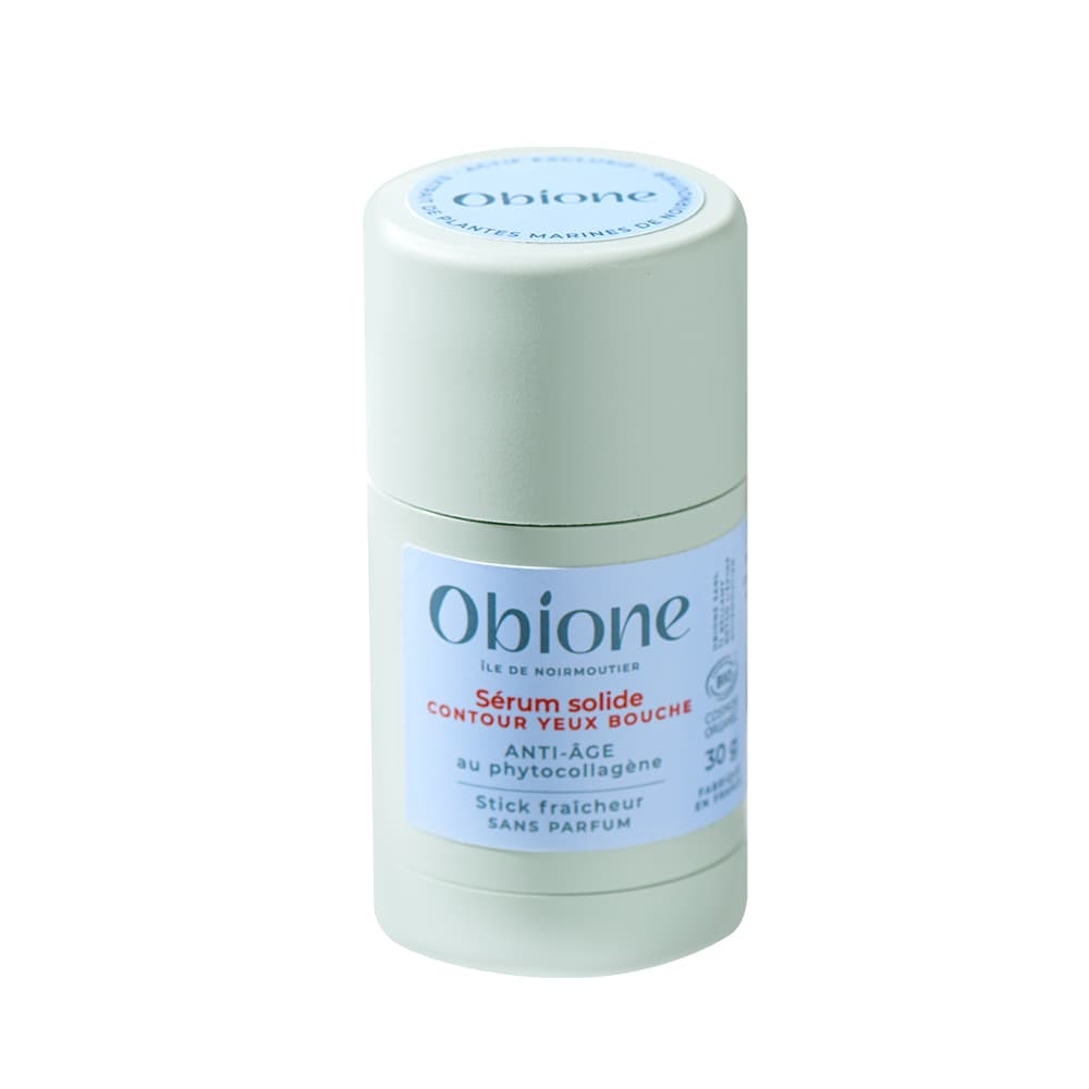 obione Sérum solide Anti-âge Contour yeux et bouche - Stick fraîcheur, sans parfum Hydratant, défatigant, apaisant - Extrait de plantes marines de Noirmoutier