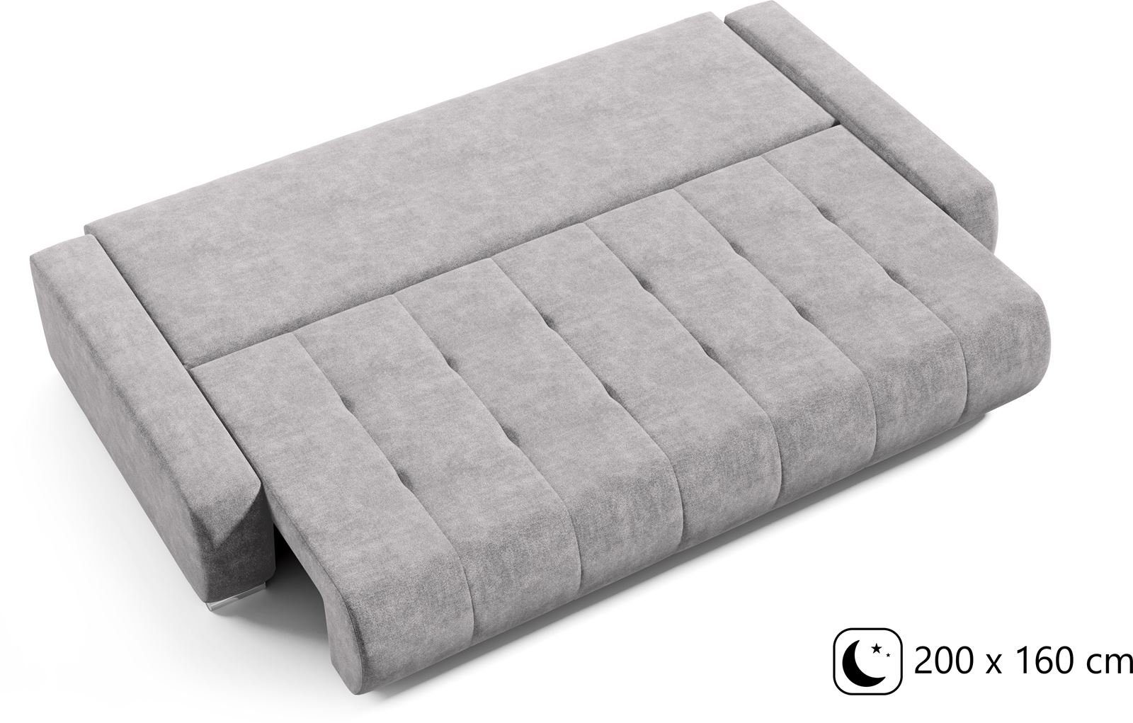 Beautysofa Schlafsofa Draco, mit Schlaffunktion, Bettkasten, Freistehendes, 3 Sitzer Polstersofa, aus Velours, modern