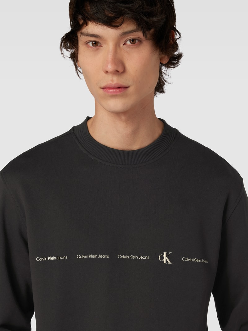 Sweatshirt mit Logo-Print Modell 'REPEAT' in black