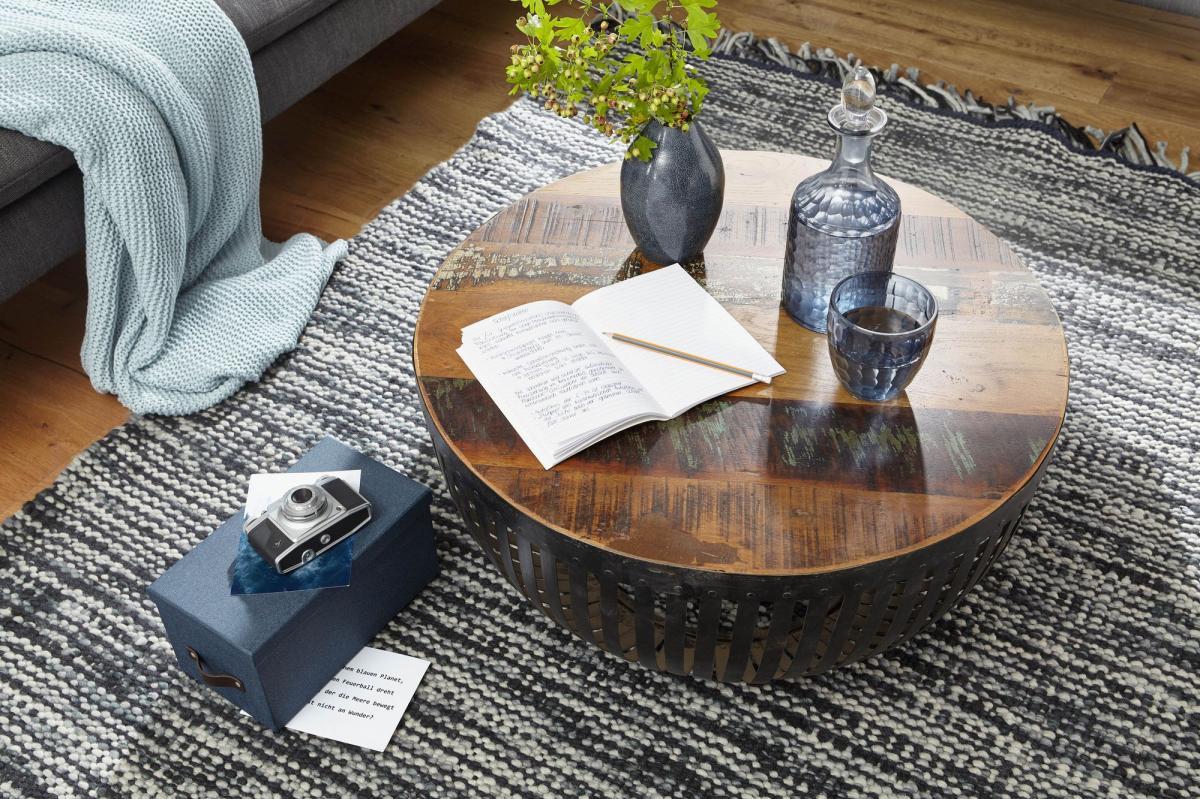 Wohnling Couchtisch NISHA 70x33x70 cm Holz / Metall