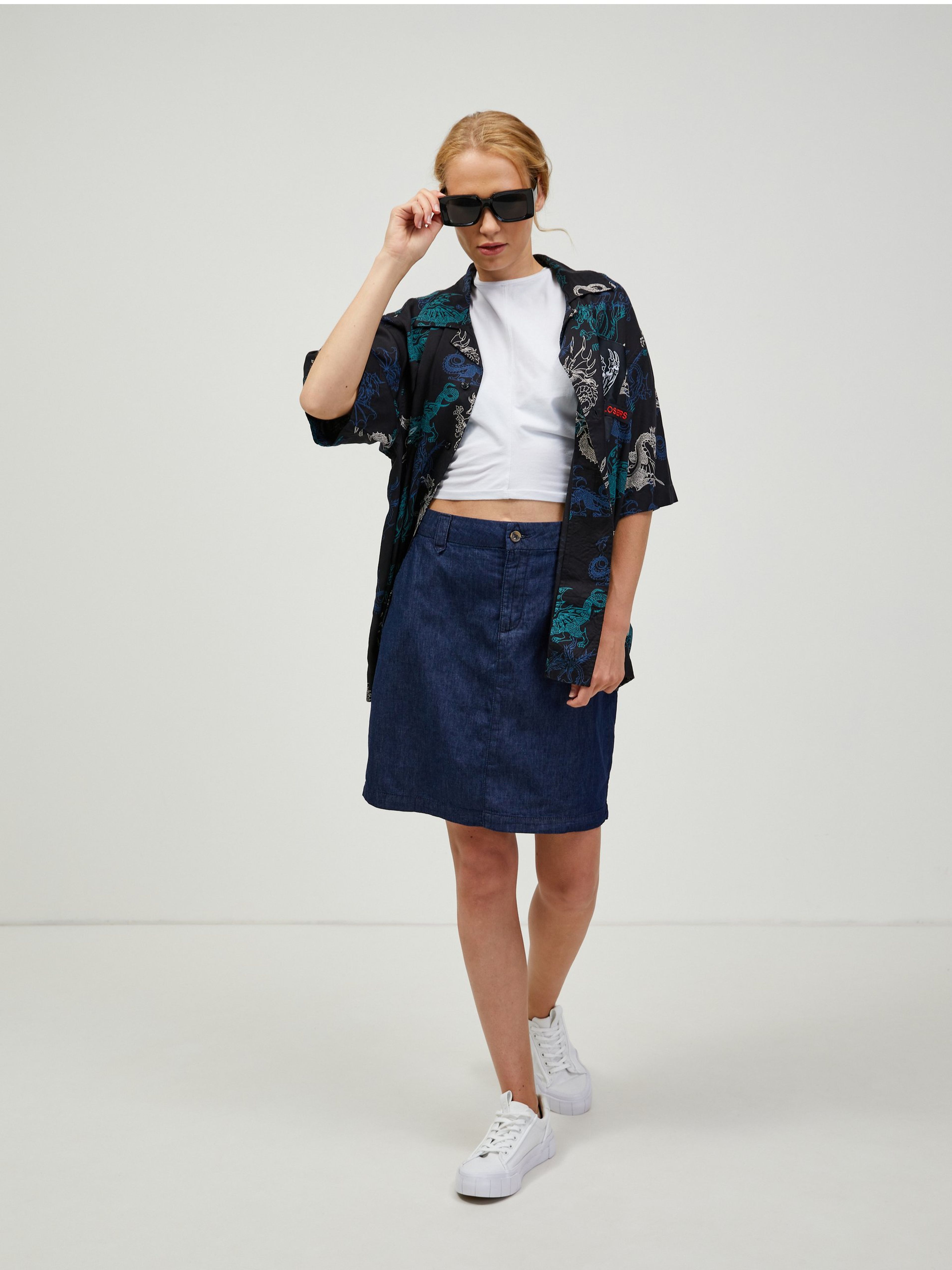 Dunkelblauer Damen-Jeansrock ORSAY