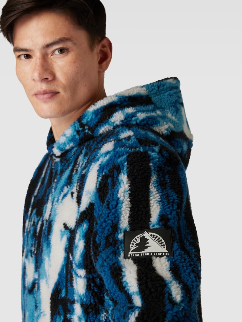 Fleecejacke mit Kapuze Modell 'BEAR' in lagune