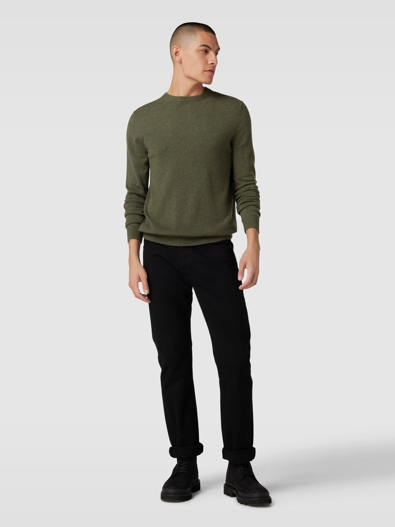Strickpullover aus Kaschmir mit Rundhalsausschnitt in olivgrün meliert
