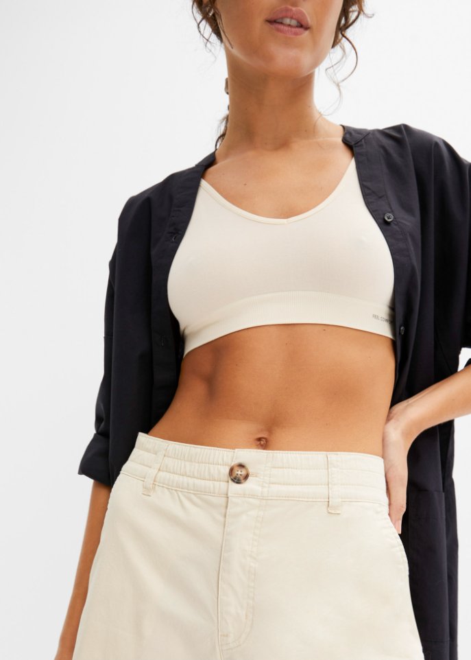 High Waist Shorts aus Twill