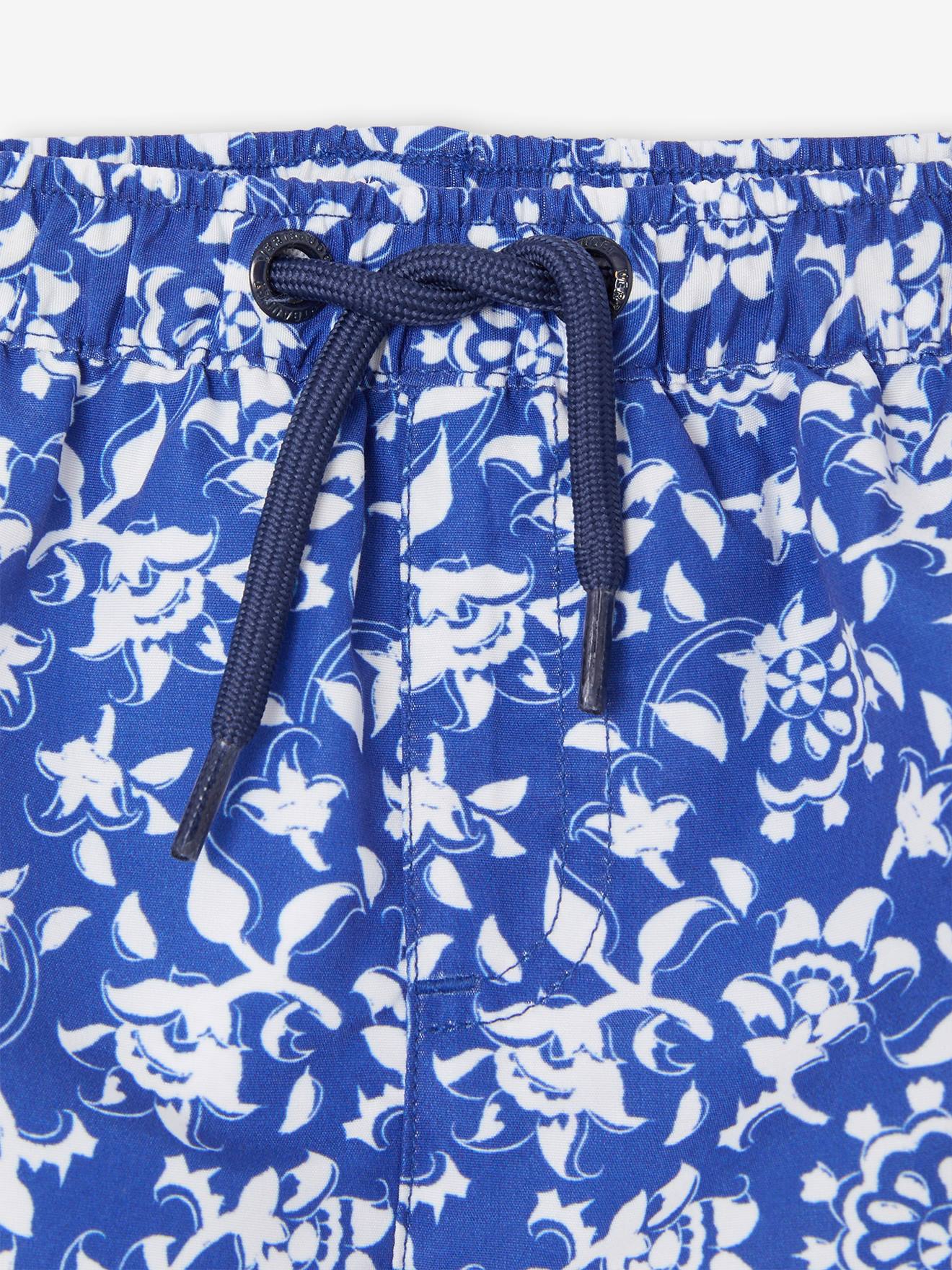 Vertbaudet Capsule Bademode Team Familie: Baby Badeshorts Oeko-Tex - blau/weiß geblümt