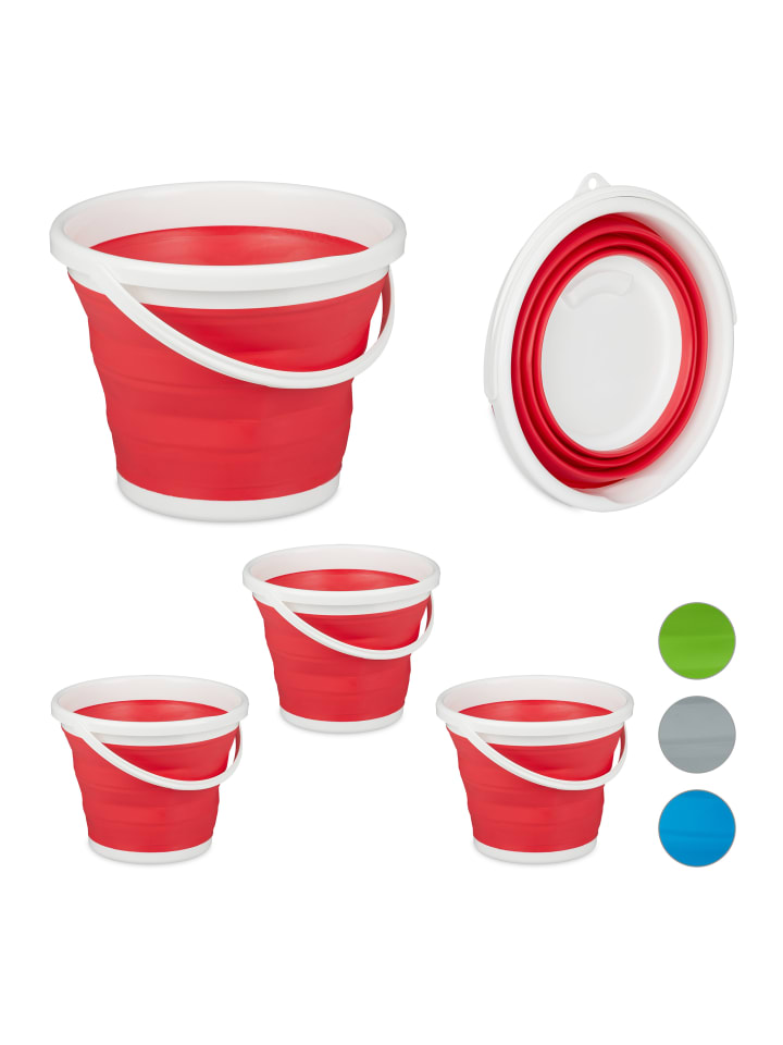 relaxdays 4x Falteimer in Rot - 10 l günstig kaufen onesize
