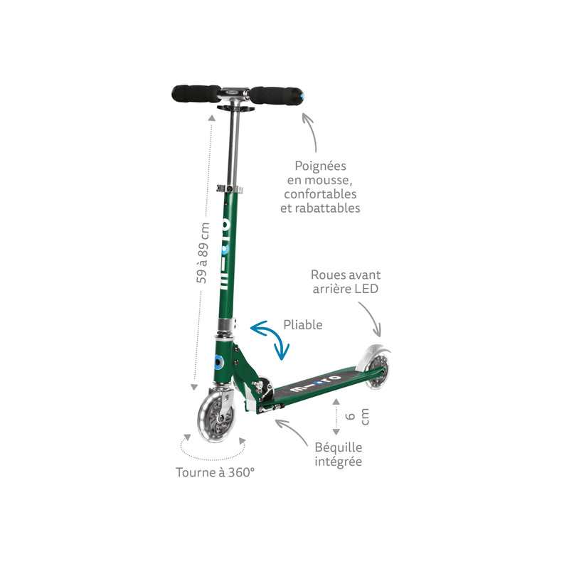 Trottinette Micro Sprite Bleu Pétrole LED