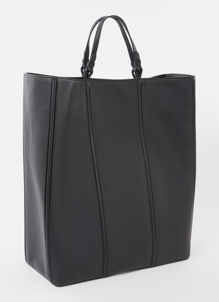 Geantă tote Jacquemus Le Cabas din piele de vițel bleumarin, cu curea de umăr detașabilă.
