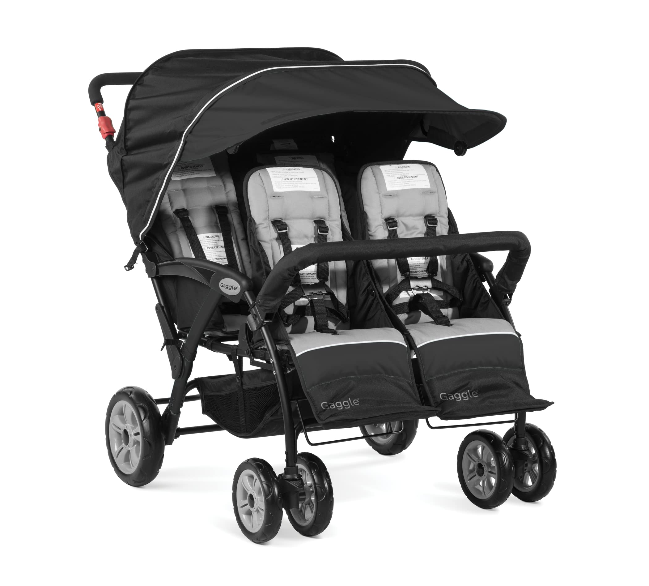 Gaggle by Foundations Compass 4 Seat Quad Stroller with UV Protecting Stroller Canopy, 5 Point Harness for Added Safety, Foot Brake, All Terrain Tubeless Wheels (Teal)