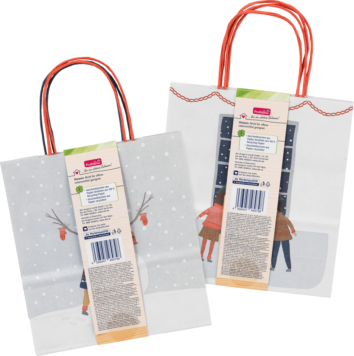 nature Geschenktaschen-Set, 100 % Recycling-Material, Größe Midi, 1 St