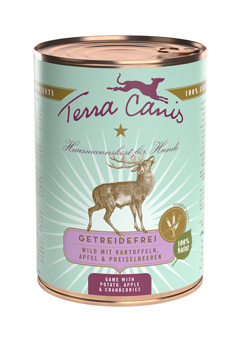 Terra Canis Hundenassfutter Terra Canis Getreidefrei Adult 6x400g Wild mit Kartoffeln, Apfel & Preiselbeeren