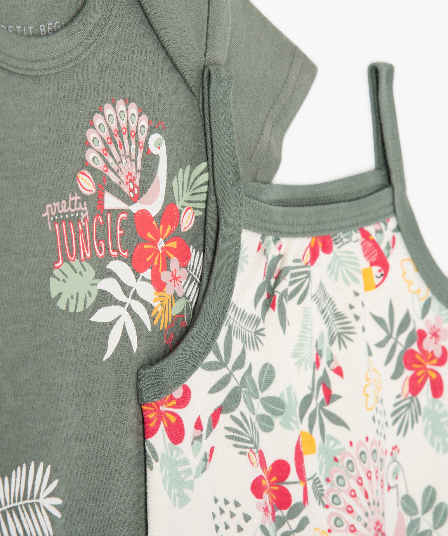 Body bébé motif jungle (lot de 2) - Petit Béguin vert | GEMO