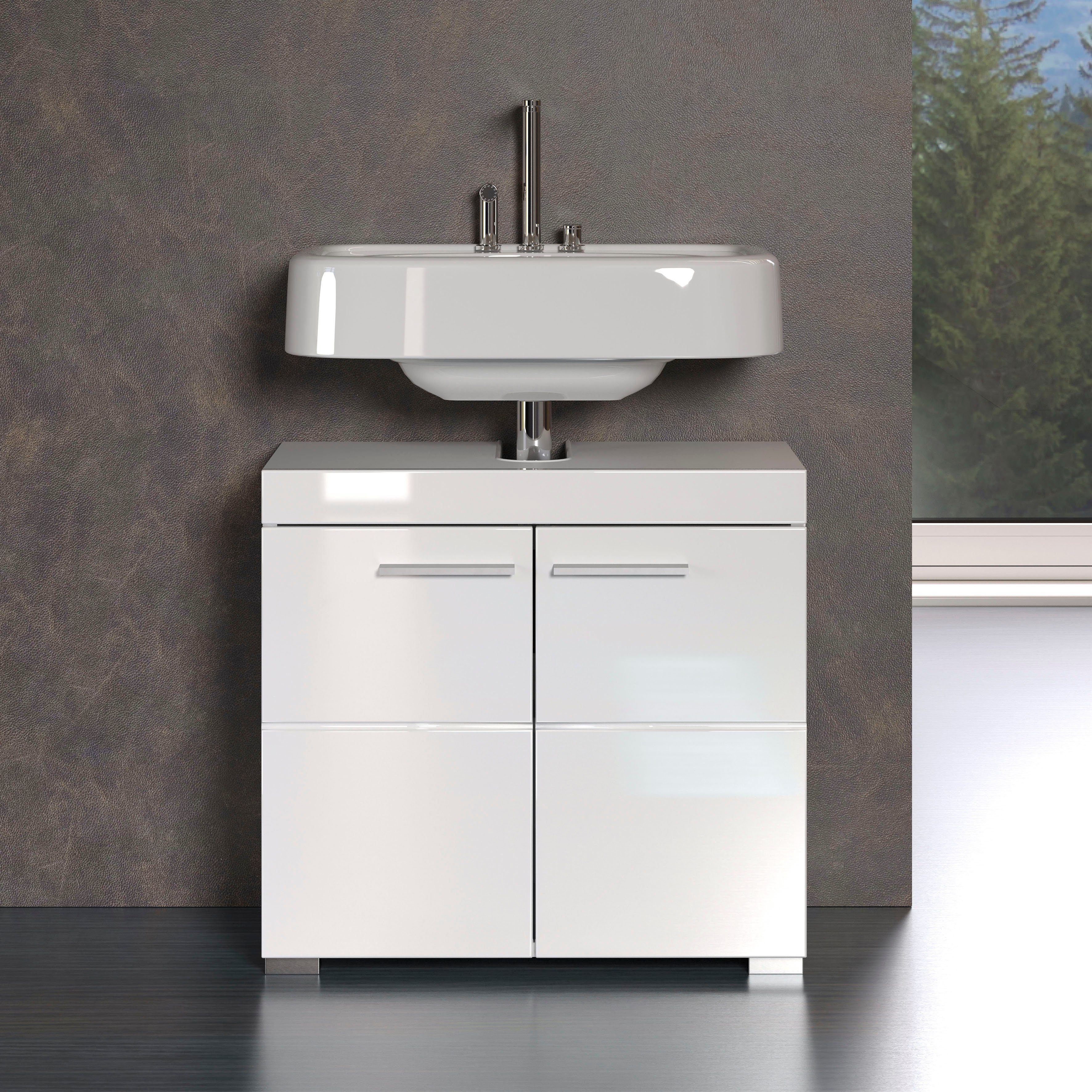 INOSIGN Waschbeckenunterschrank Avena Höhe 56 cm, Badezimmerschrank mit 2 Türen und Aussparung