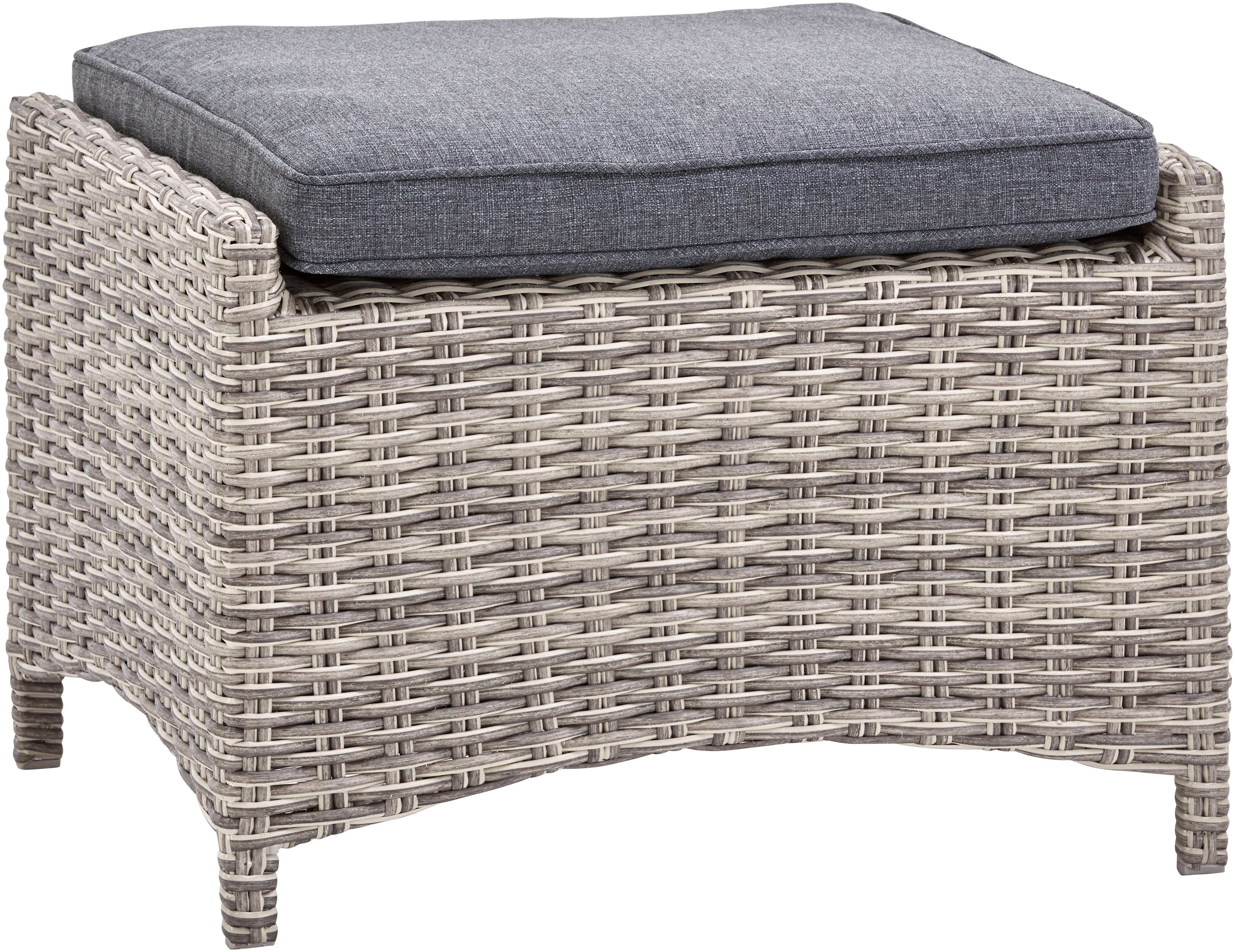 KONIFERA Gartenlounge-Set Monaco, (Set, 16-tlg., inkl. Auflagen, Alu, Polyrattan), höhenverstellbarer Tisch 43,5 - 66,5 cm