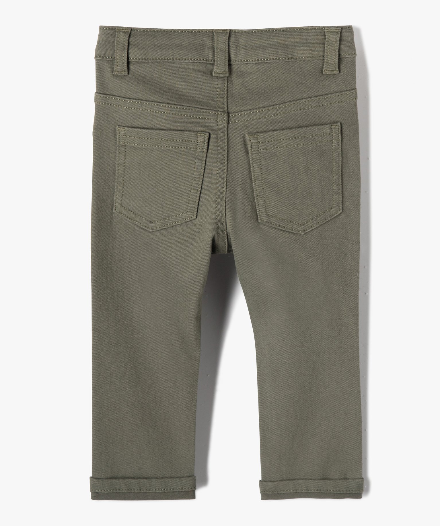 Pantalon bébé Garçon slim en toile extensible unie kaki | GEMO