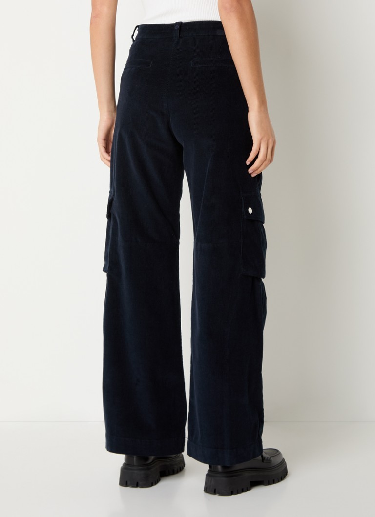 Maje High waist wide fit corduroy cargo pants