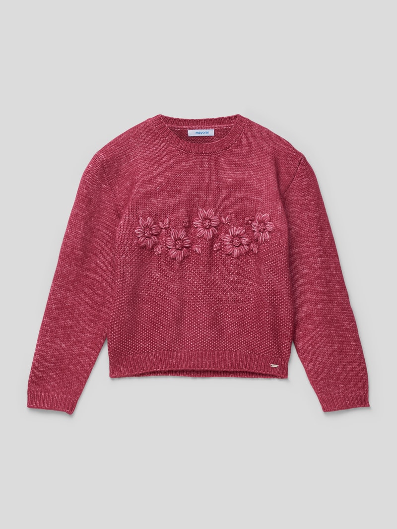 Strickpullover mit floralem Muster in pink