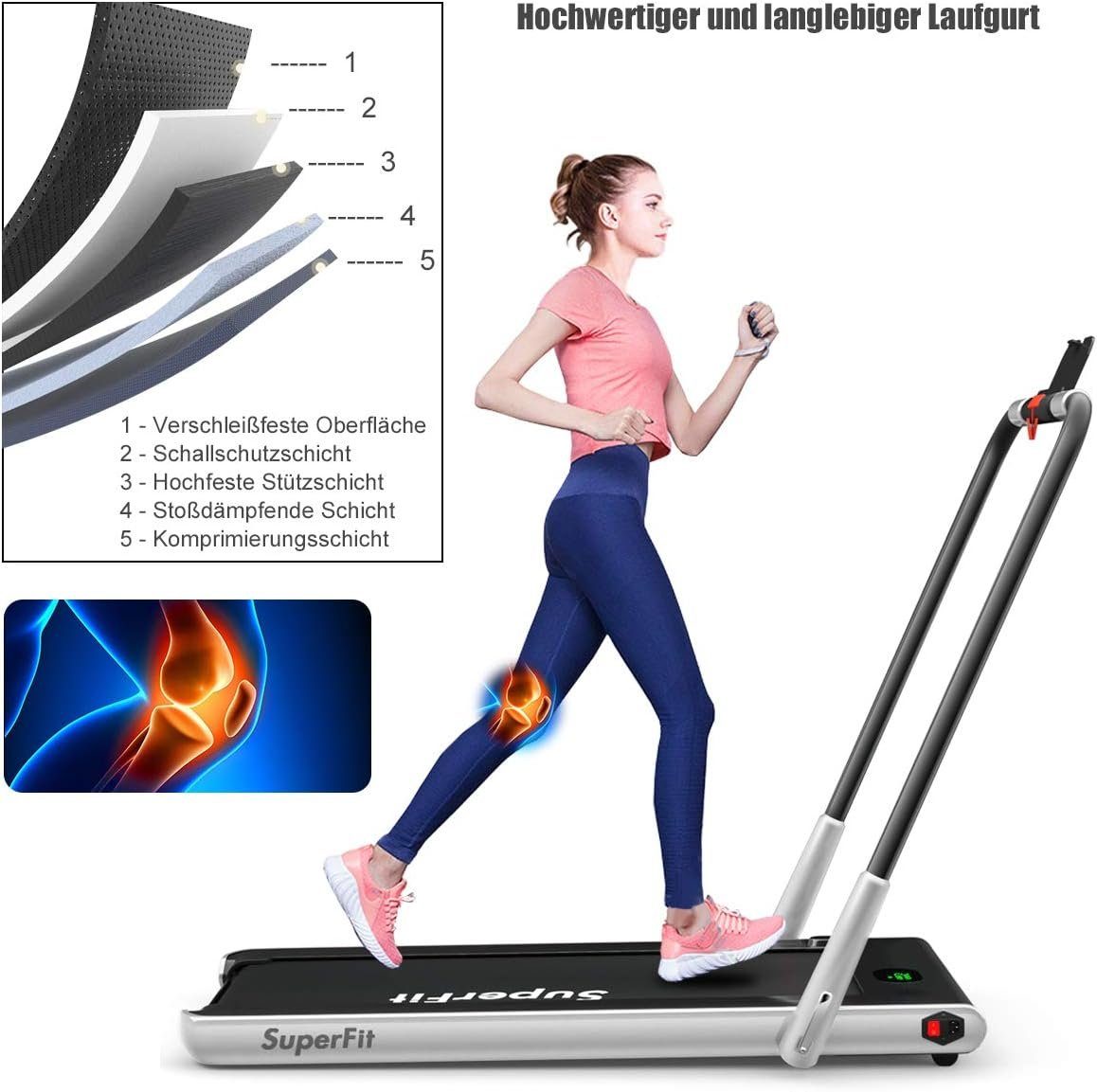 KOMFOTTEU Laufband 2-in-1 Walking Laufband, LED-Display, bis 12 km/h, bis 120 kg