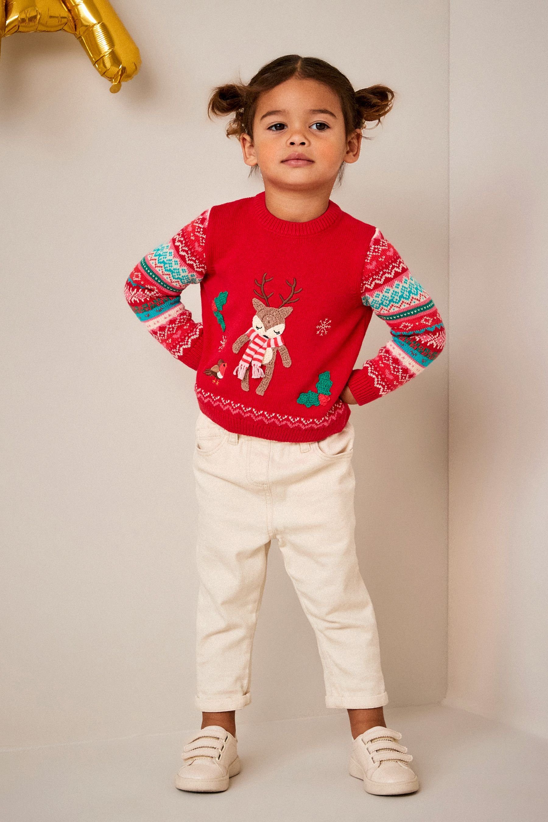 Next Rundhalspullover Norwegerpullover mit Reh (1-tlg)