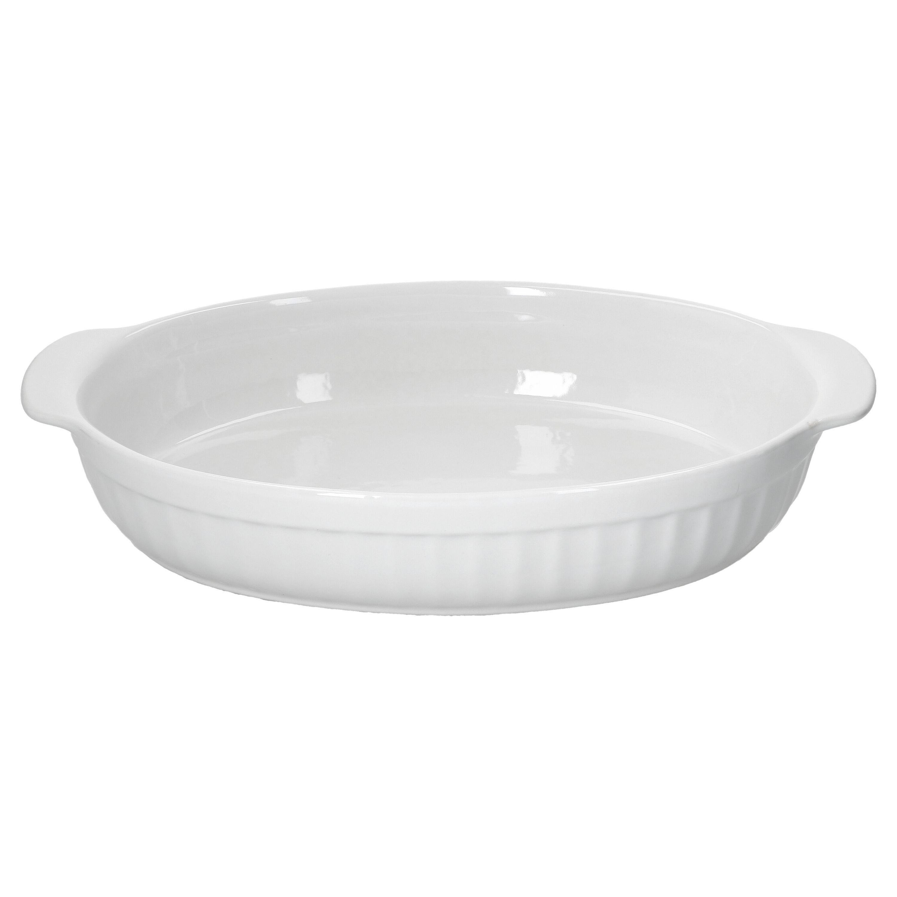 MamboCat Auflaufform 2er Set Arte Regal Auflaufform Nr. 01 weiß oval mit Henkel groß, Steingut