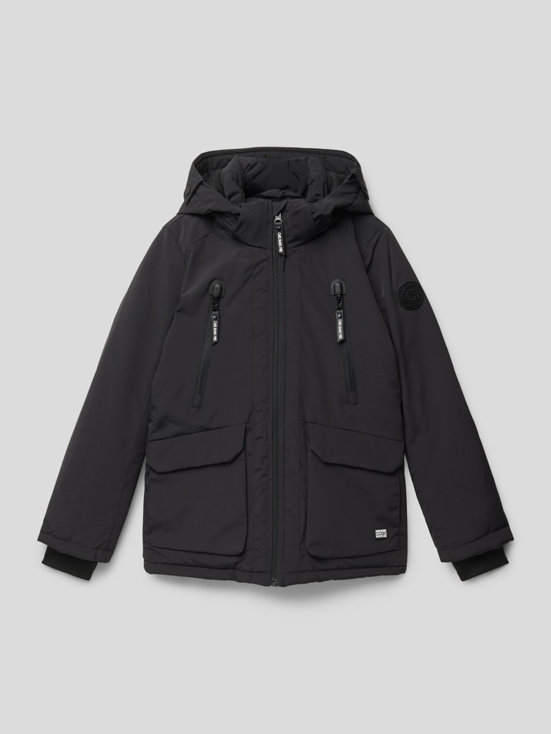 Jacke mit Label-Patch Modell 'Howman' in schwarz