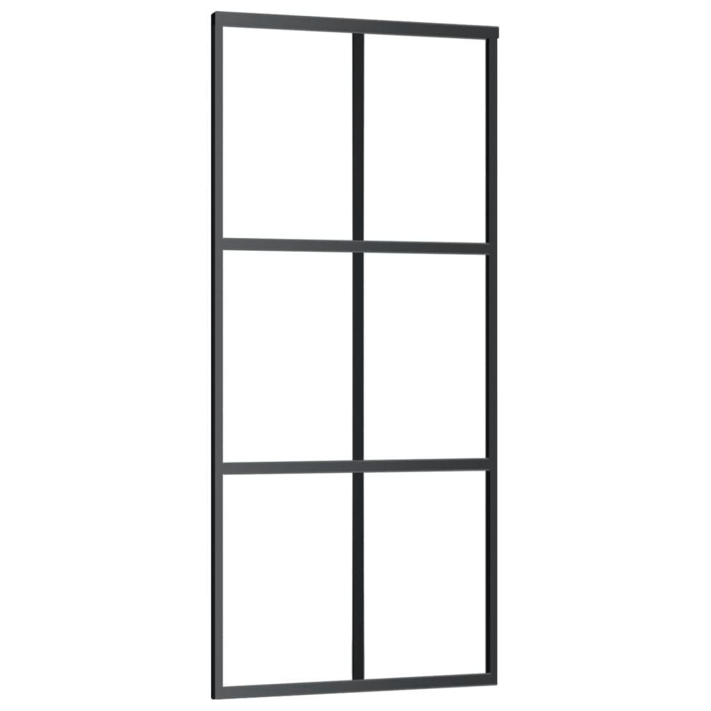 vidaXL Schiebetür Schiebetür ESG-Glas und Aluminium 90x205 cm Schwarz (1-St)