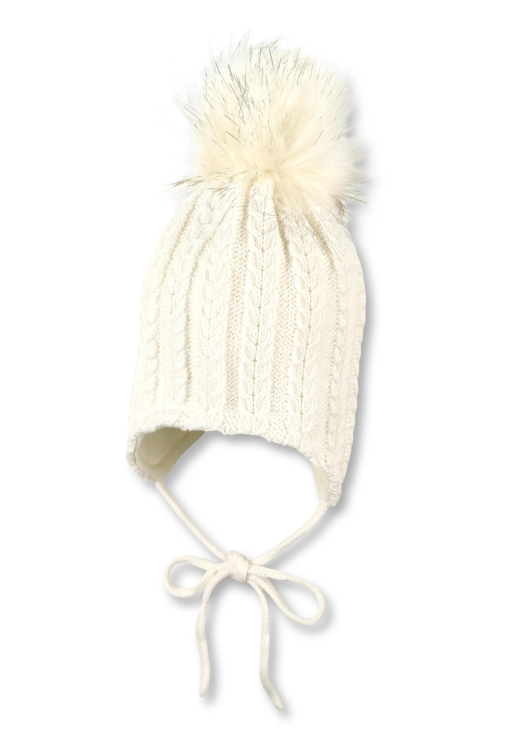 Strickmütze Baby mit Pompon und Zopfmuster