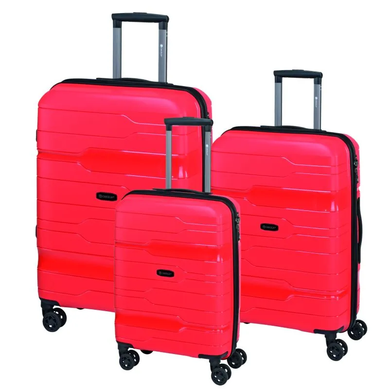 Check.IN 3-tlg. Kofferset MEMPHIS mit 4 Rollen - rot