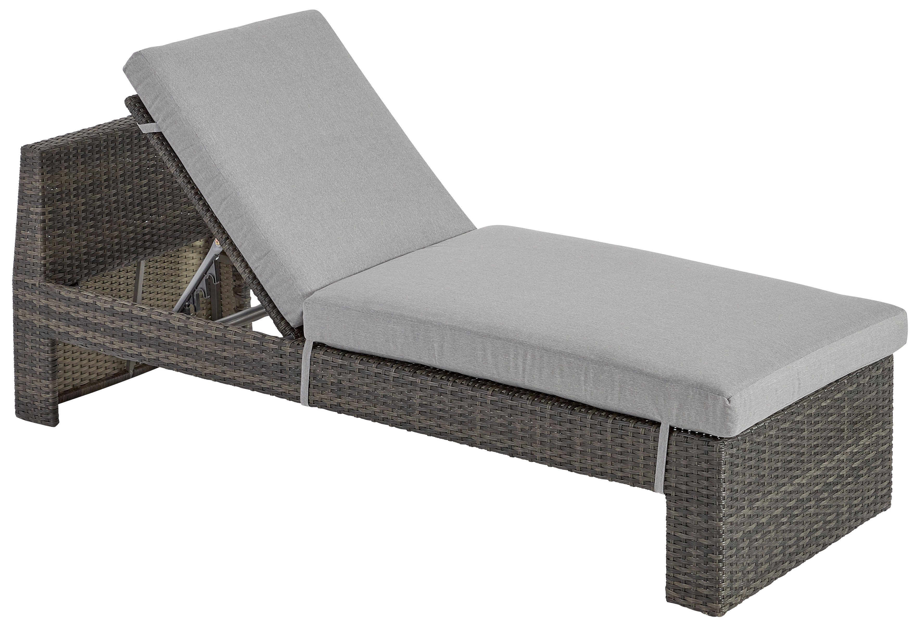 KONIFERA Gartenlounge-Set Parga, (Set, 4-tlg., 2x Sofa, 2x Tisch, Stahl, Polyrattan), verstellbares Kopfteil, inkl. Auflagen