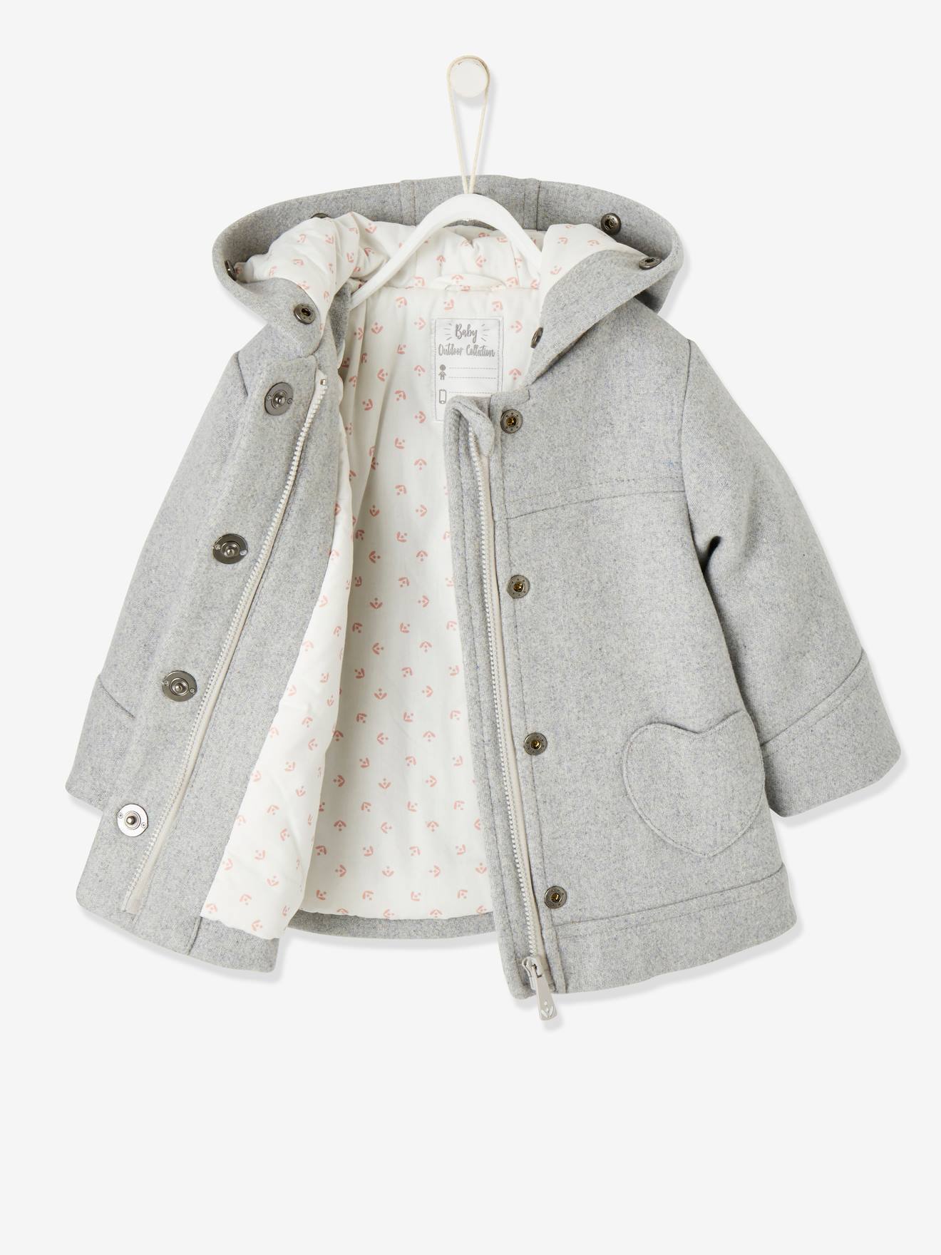 Manteau à capuche bébé fille taupe
