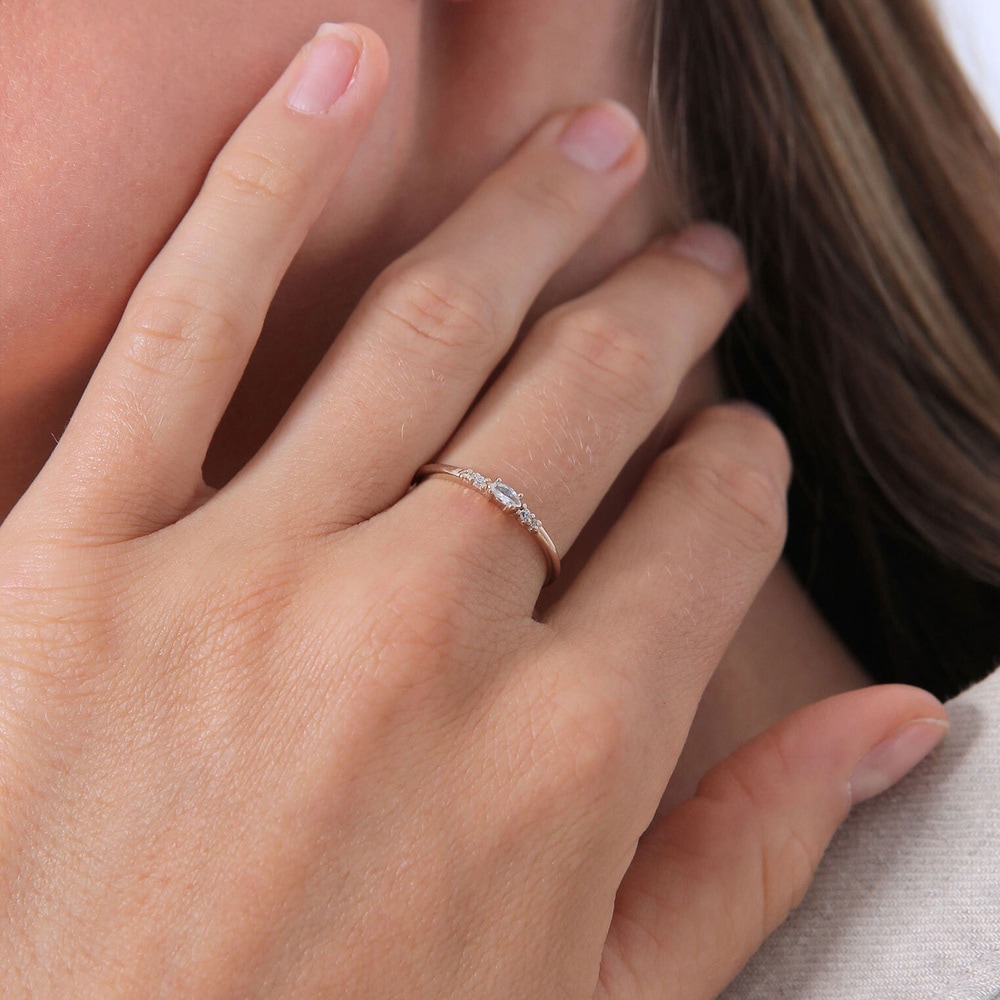 Elli Elli Bague Femmes Marquise Élégante Fiançailles avec Cristaux de Zirconium en Arg Bague
