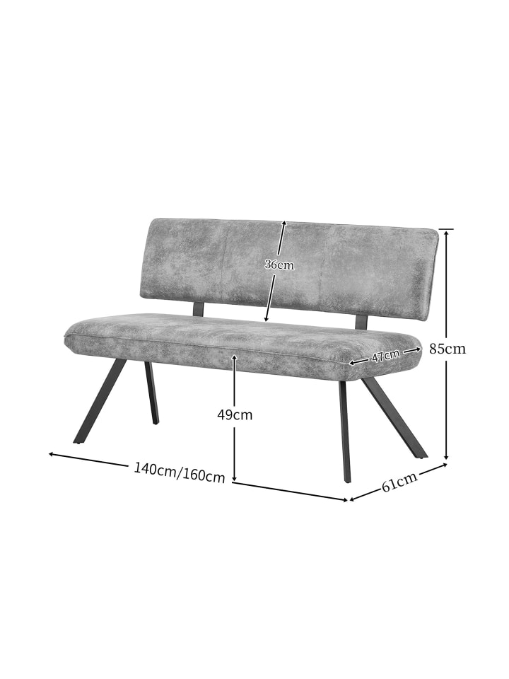 B&D Home 3-tlg. Set: Sitzgruppe Jana in Anthrazit günstig kaufen onesize