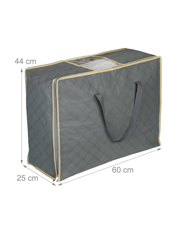 relaxdays 2 x Aufbewahrungstasche für Bettdecken in Grau - (B)60 x (H)25 x (T)44 cm günstig kaufen onesize