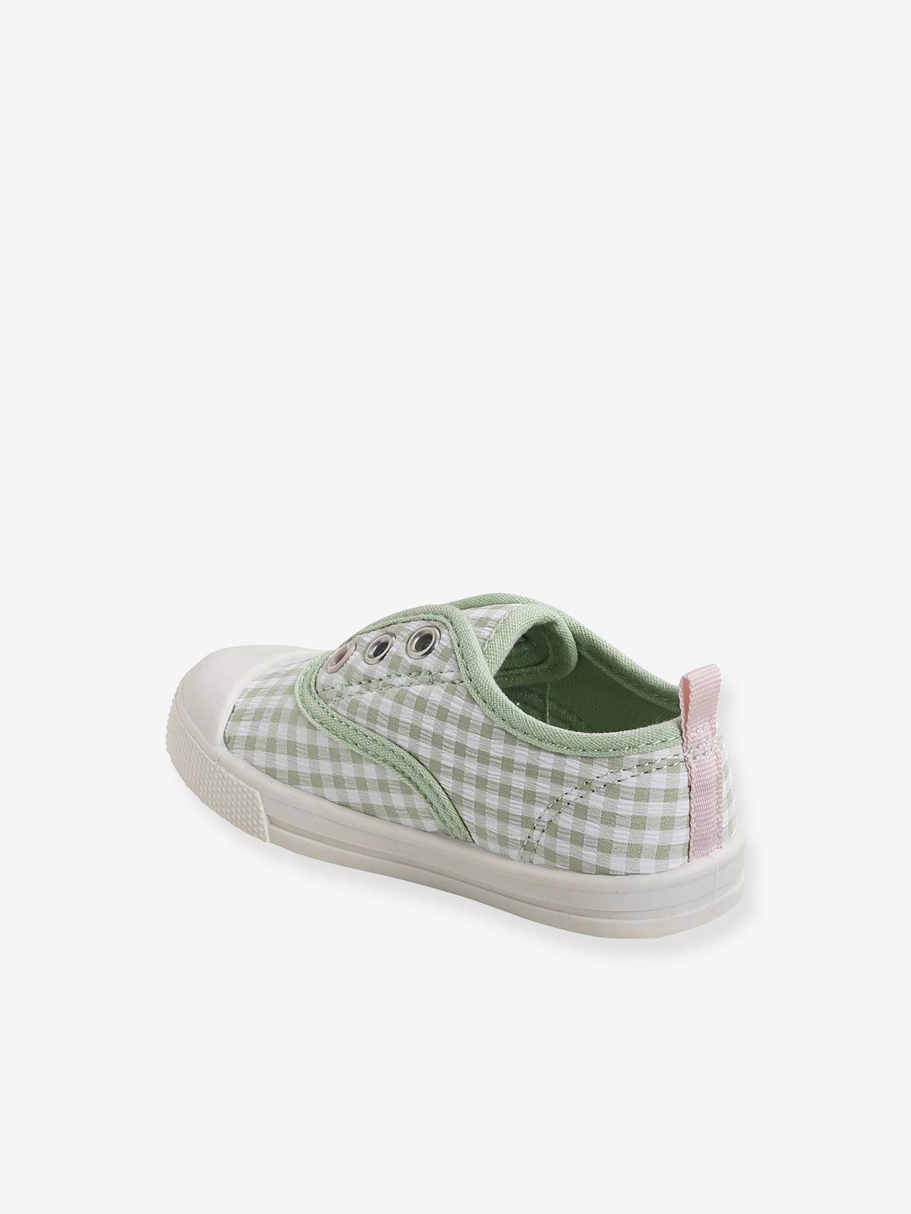 Baskets élastiquées bébé fille en toile vert sauge