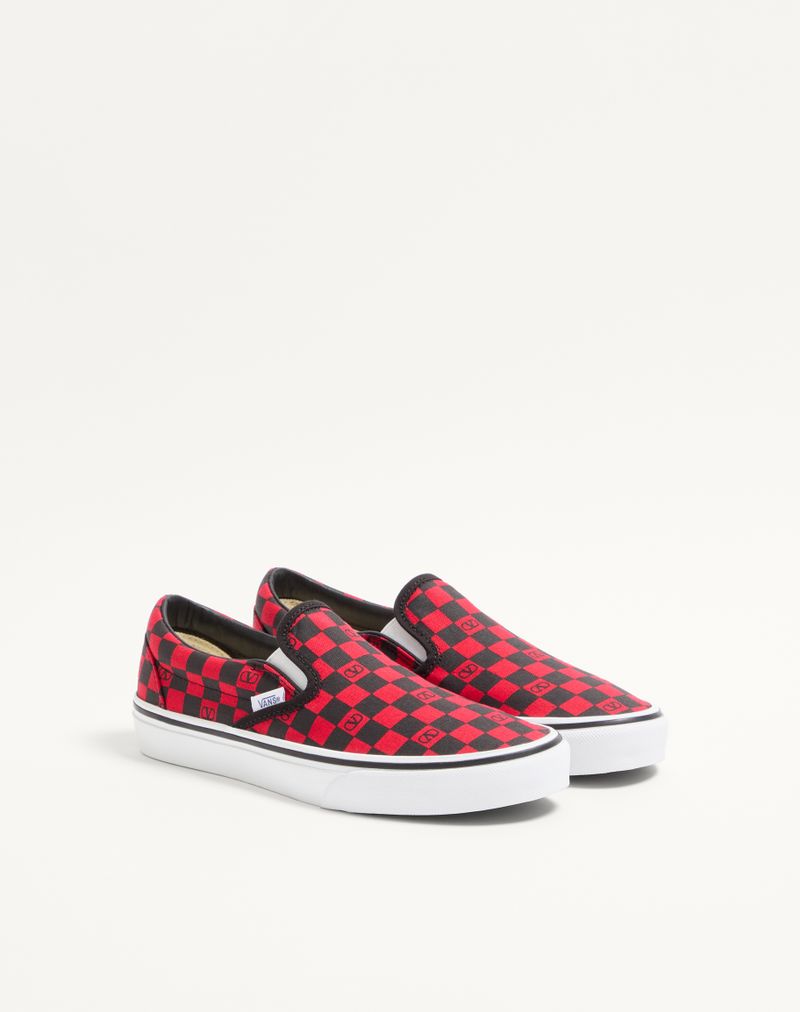 Baskets slip-on Valentino Garavani et Vans en tissu à imprimé damier VLogo