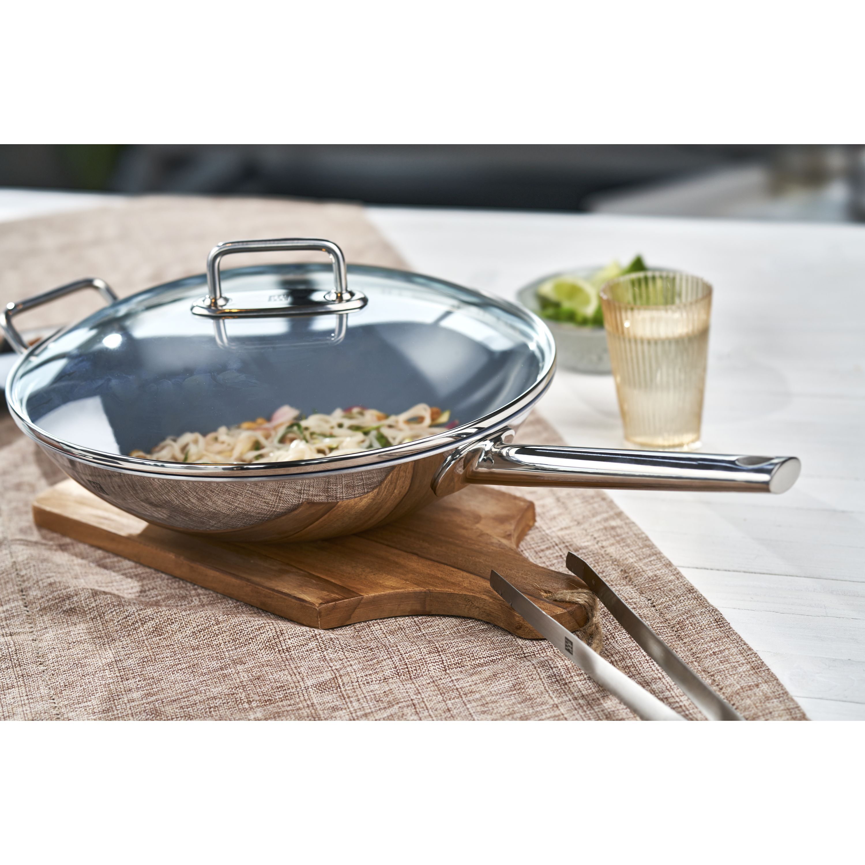 Wok 32 cm, 18/10 Edelstahl
