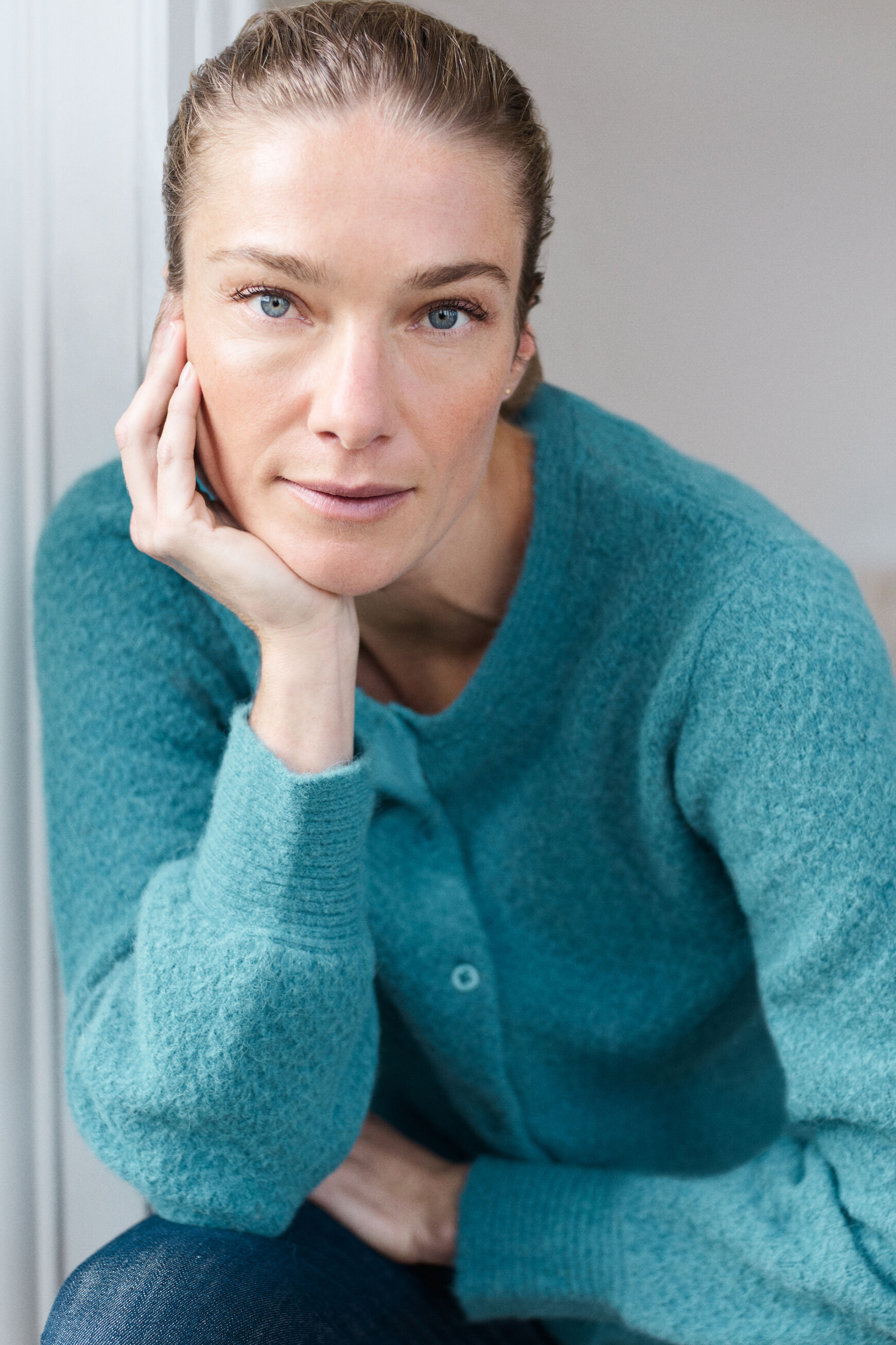 gilet aurelie bleu petrole femme