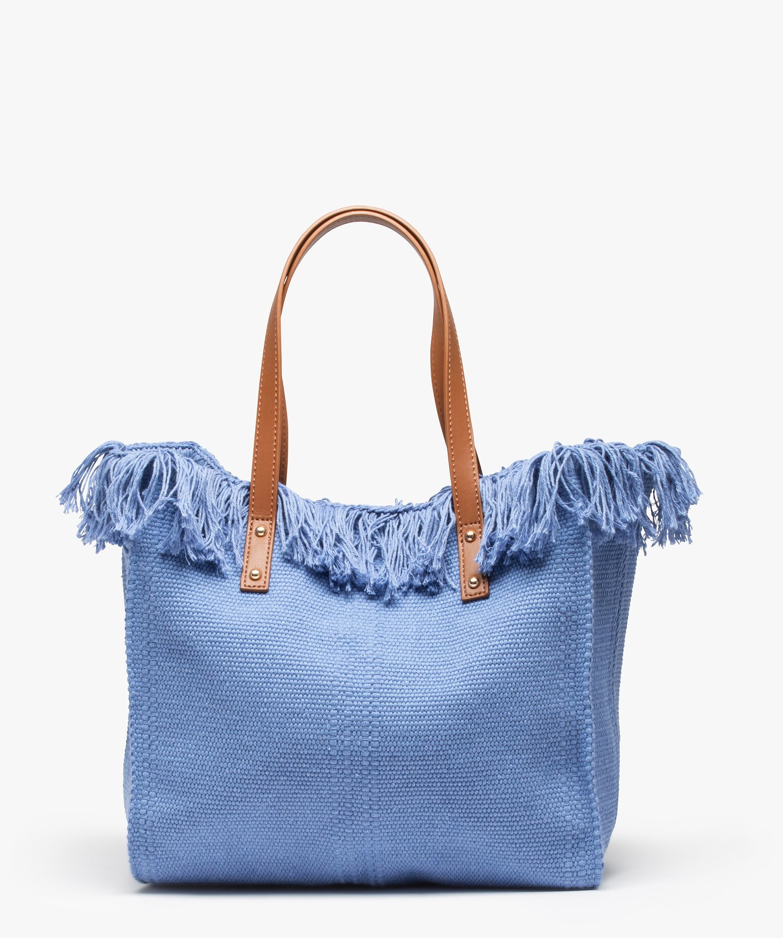 Sac femme en textile à franges grand format bleu | GEMO