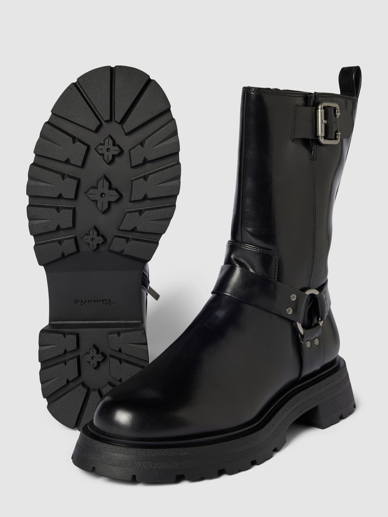 Boots mit profilierter Sohle Modell 'BIKER' in schwarz