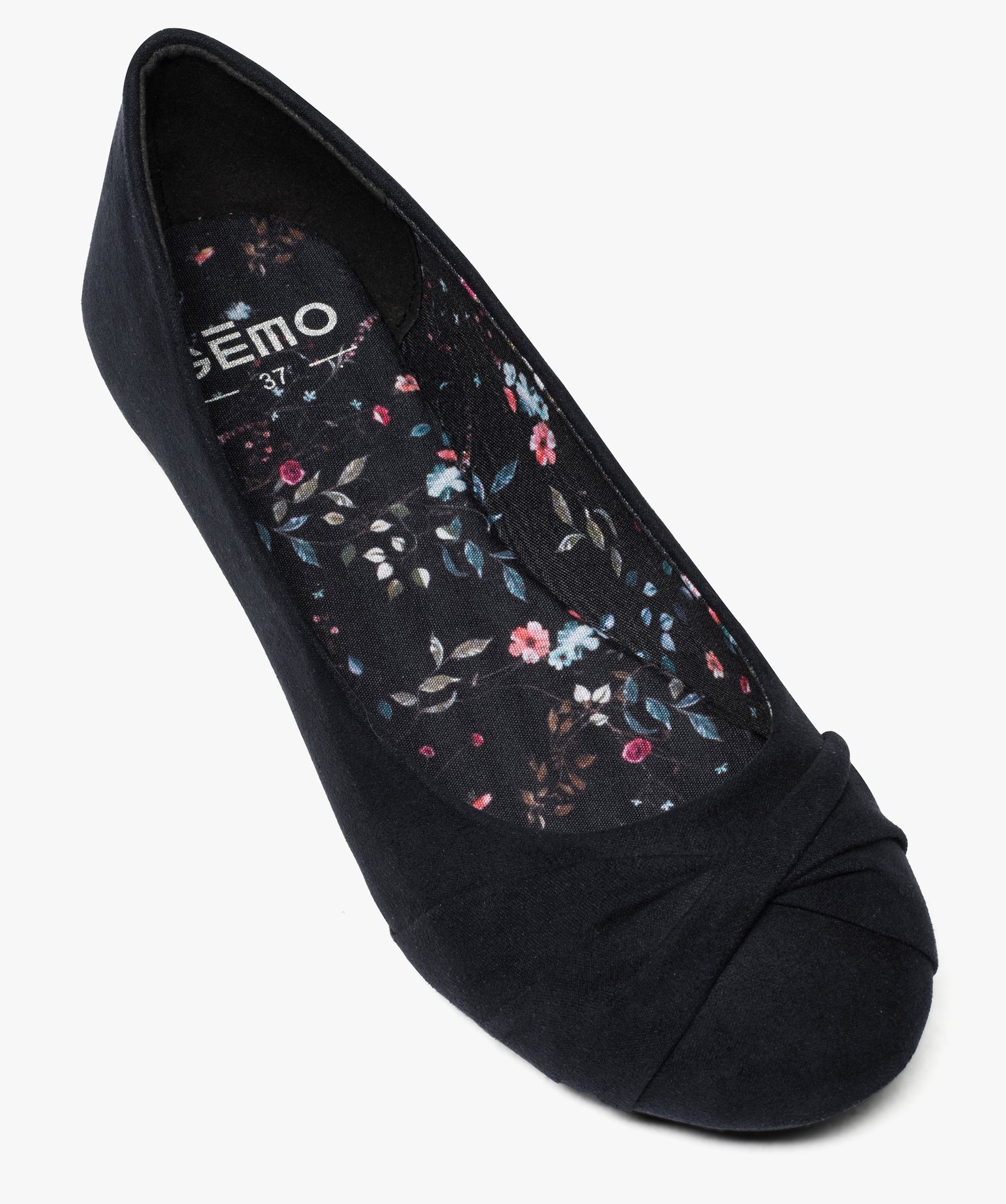 Ballerines femme unies avec bout drapé bleu fonce | GEMO