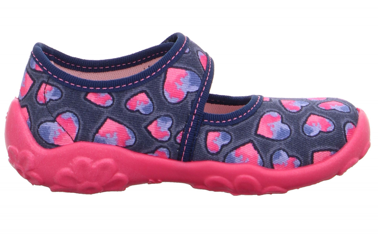 BONNY - Blau/Pink Hausschuh mit Klettverschluss