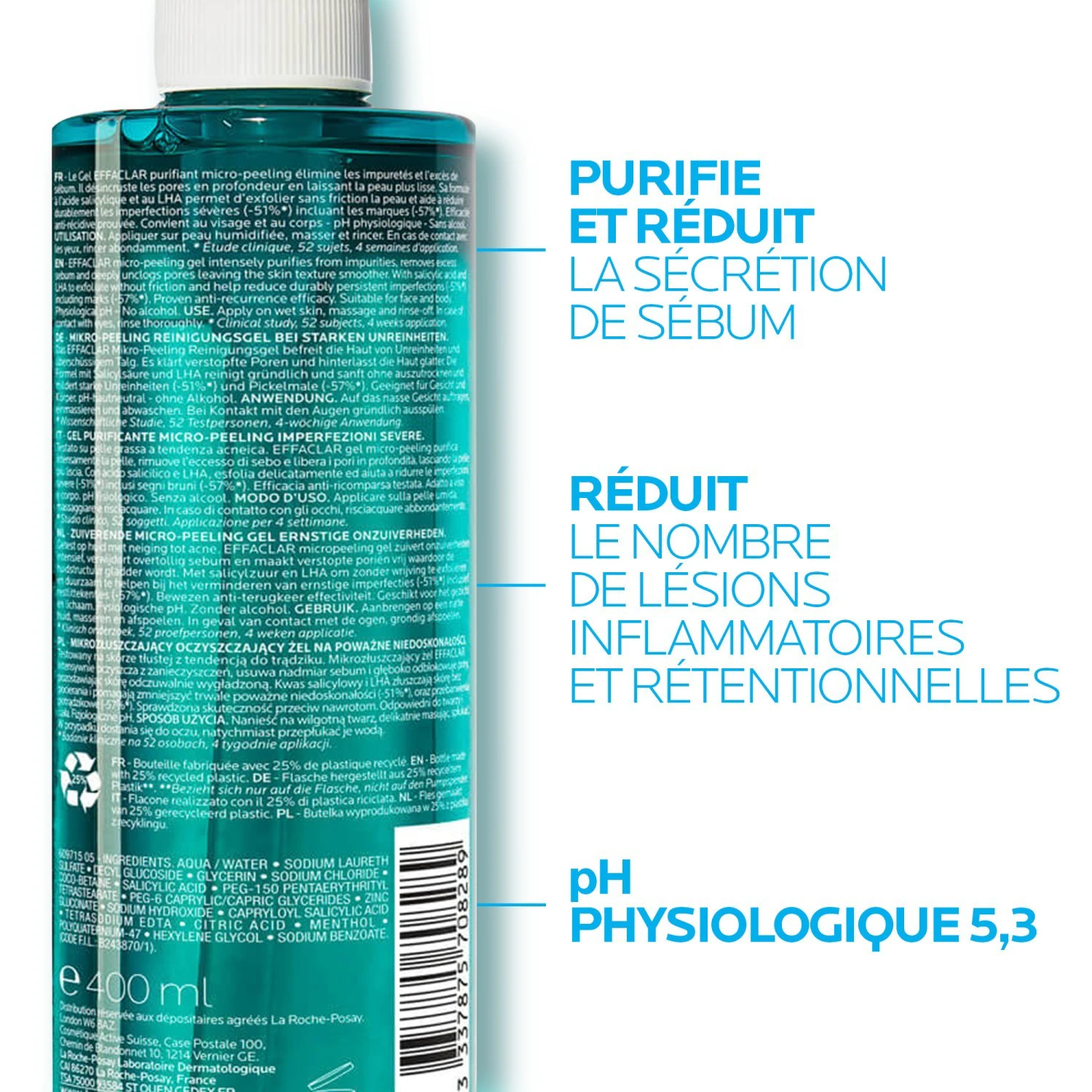 „La Roche-Posay EFFACLAR“ valomasis mikropilingo gelis